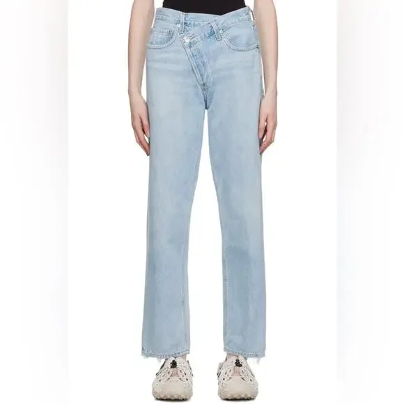 Agolde Criss Cross Dimension Blue Straight Leg High Rise Jeans Women’s Size 32 - Picture 10 of 10